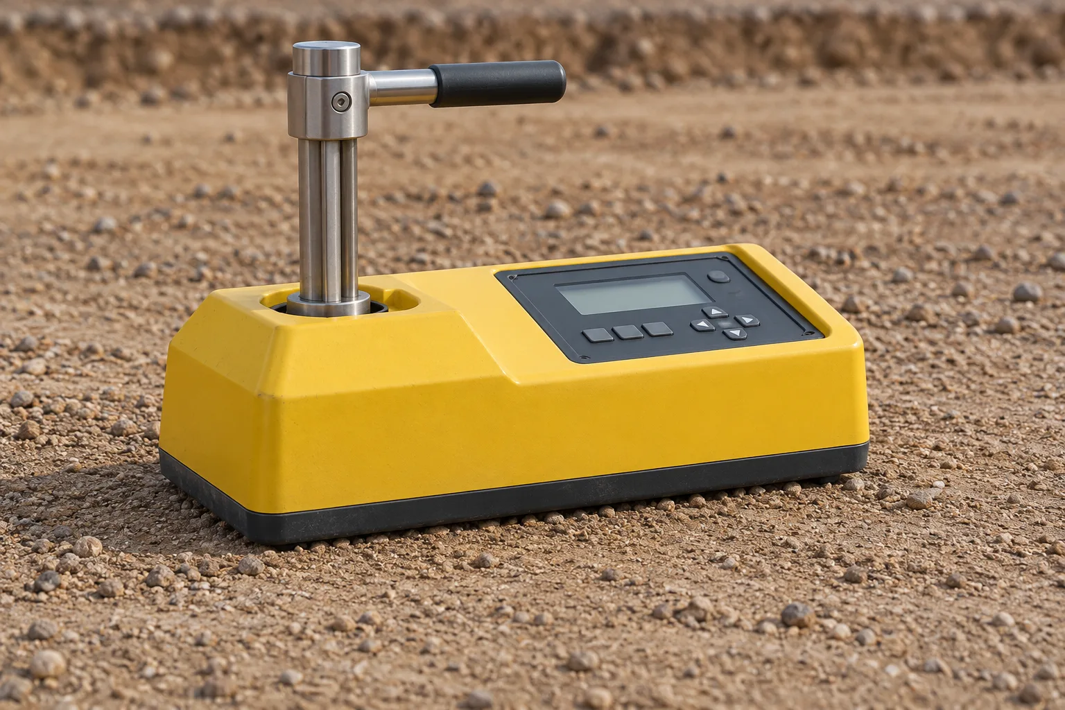 Gauge base seated against a prepared soil surface